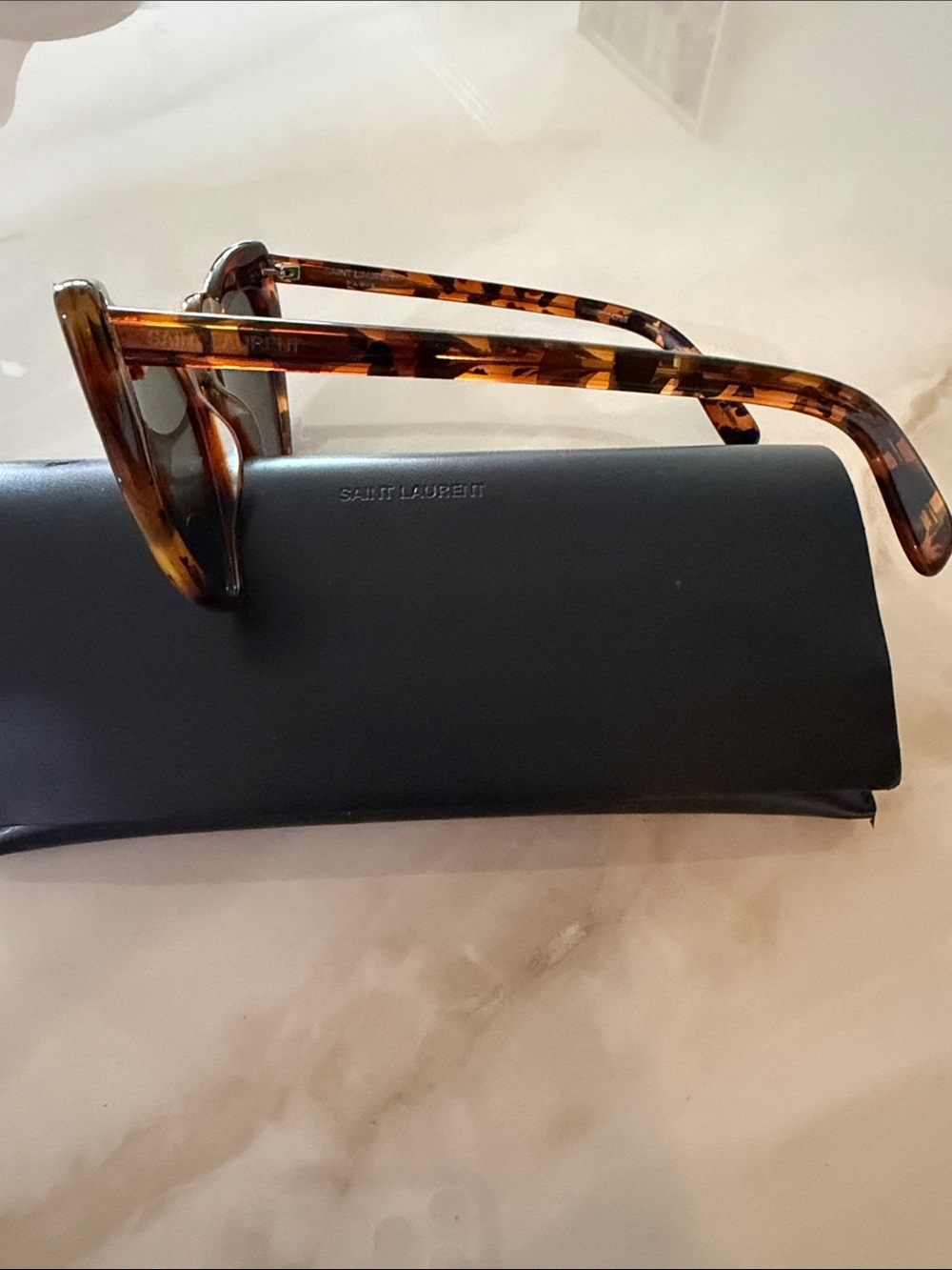 Saint Laurent Tortoiseshell Heart Sunglasses - Tortoise/Brown Lenses - Picture 4 of 7